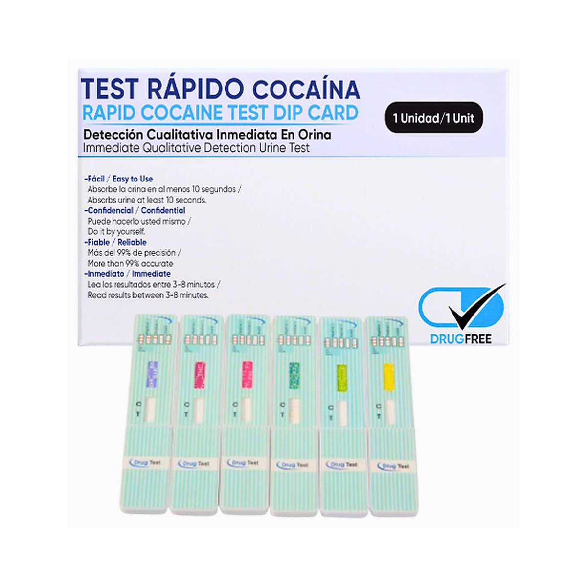 Pack 5 Test de Cocaína en Orina de Detección Rápida con Tarjeta de Inmersión Tezaro Pharma