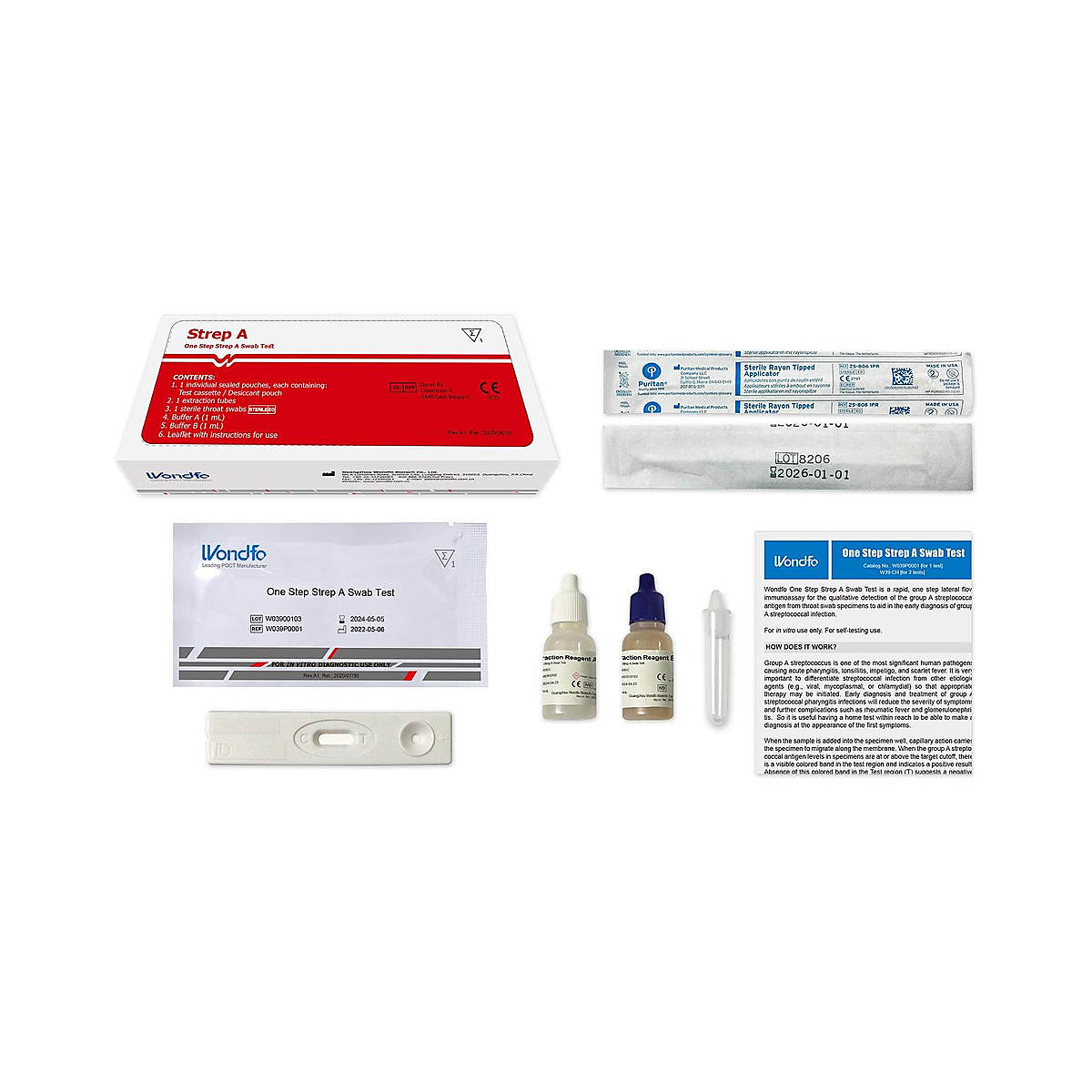 Pack 2 Test de Estreptococo A de Detección Rápida para la Faringitis Estreptocócica de Wondfo